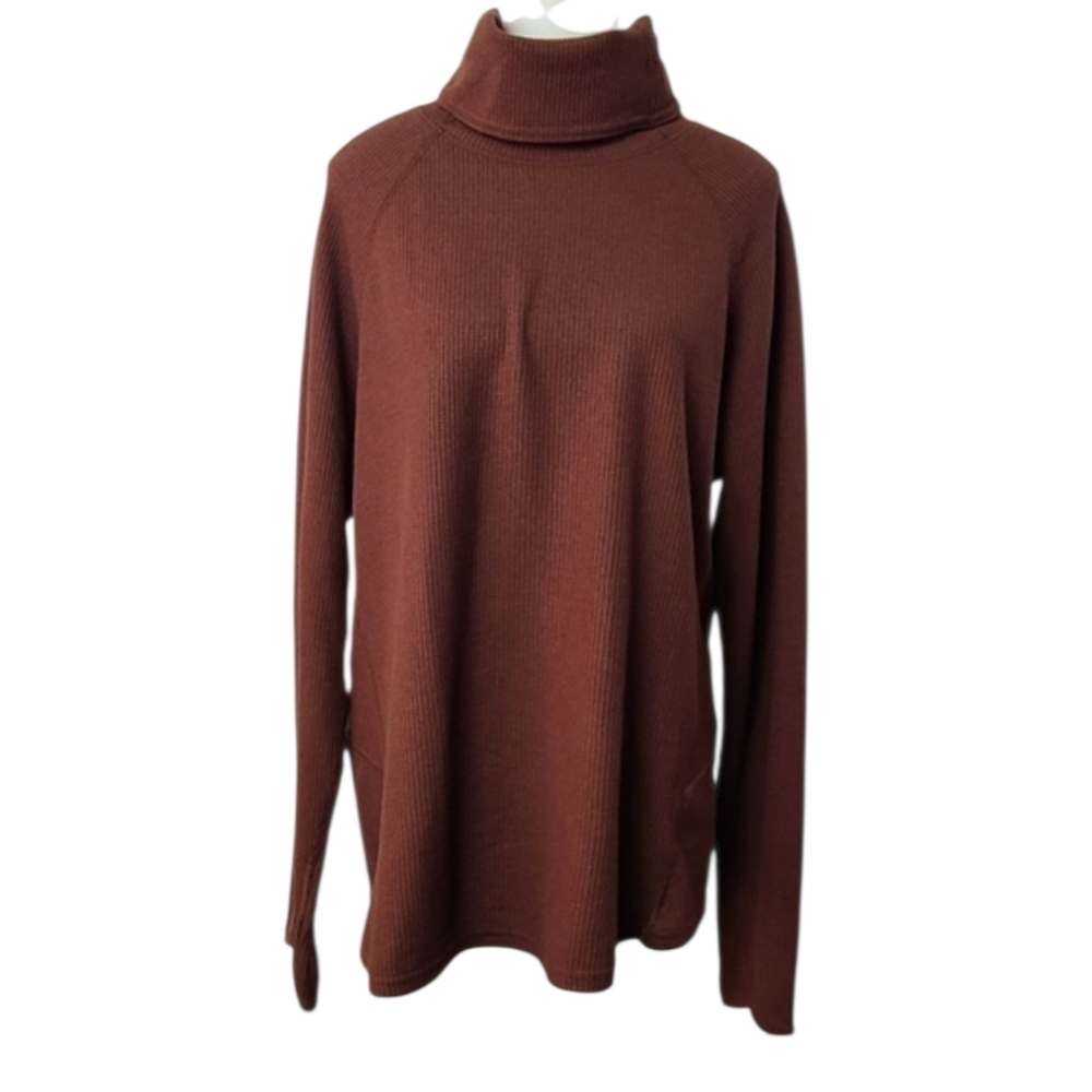 KÜHL Women's Waffle Knit Turtleneck Thermal Sweater Large Outdoor Cabincore Cozy